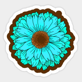 Teal Aqua Blue Green Flower Sticker